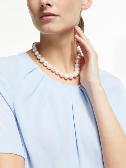 Lido Pearls Extra Large Freshwater Pearl Single Row Necklace, White - view 2, White
