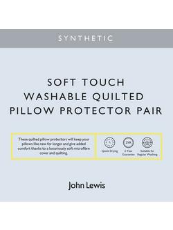 John Lewis Synthetic Soft Touch Washable Quilted Kingsize Pillow Protector, Pair - view 2, White