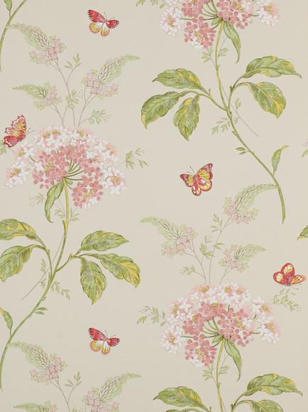 Colefax and Fowler Messina Wallpaper, Pink / Green, 07132/04