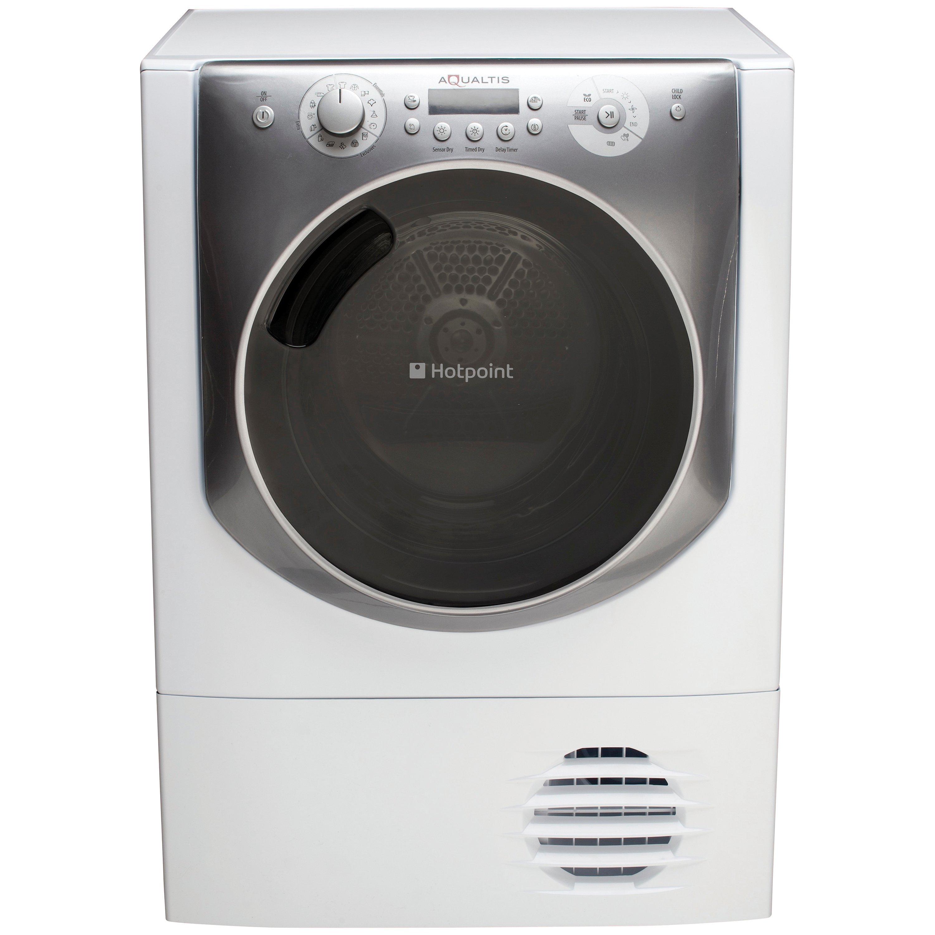 Hotpoint Aqualtis AQC94F7E1M Heat Pump Condenser Tumble Dryer, 9kg Load, A+ Energy Rating, White