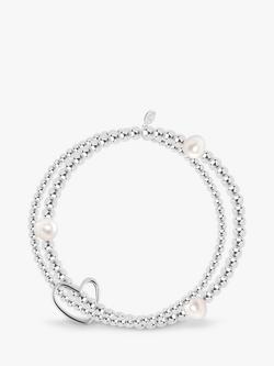 Joma Jewellery Lila White Pearl Polished Bead Bracelet, Silver, Silver