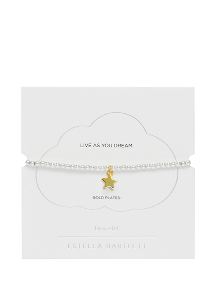 Estella Bartlett Liberty Beaded Star Bracelet, Silver/Gold - view 2, Silver/Gold