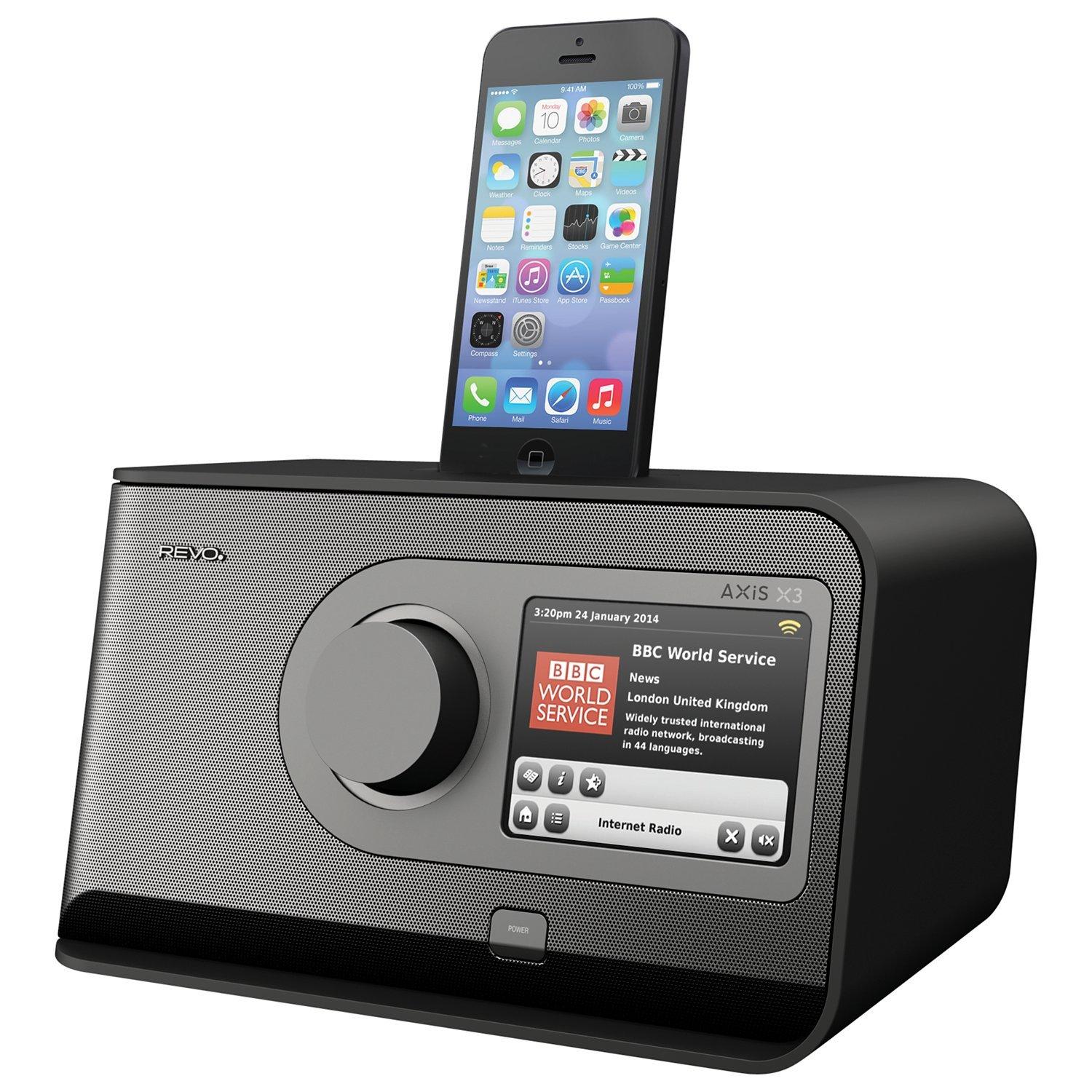Revo AXiS X3 DAB/FM Wireless Bluetooth Internet Radio Dock with Apple Lightning