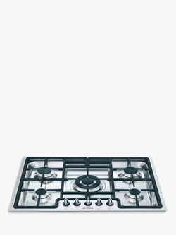 Smeg PGF75-4 Gas Hob, Stainless Steel, Stainless Steel