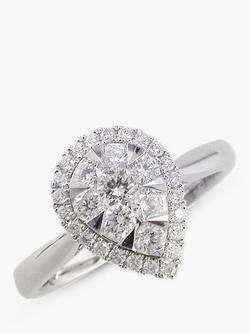 E.W Adams 18ct White Gold Pear Shaped Diamond Cluster Engagement Ring, White Gold, White Gold