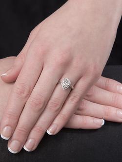 E.W Adams 18ct White Gold Pear Shaped Diamond Cluster Engagement Ring, White Gold - view 2, White Gold