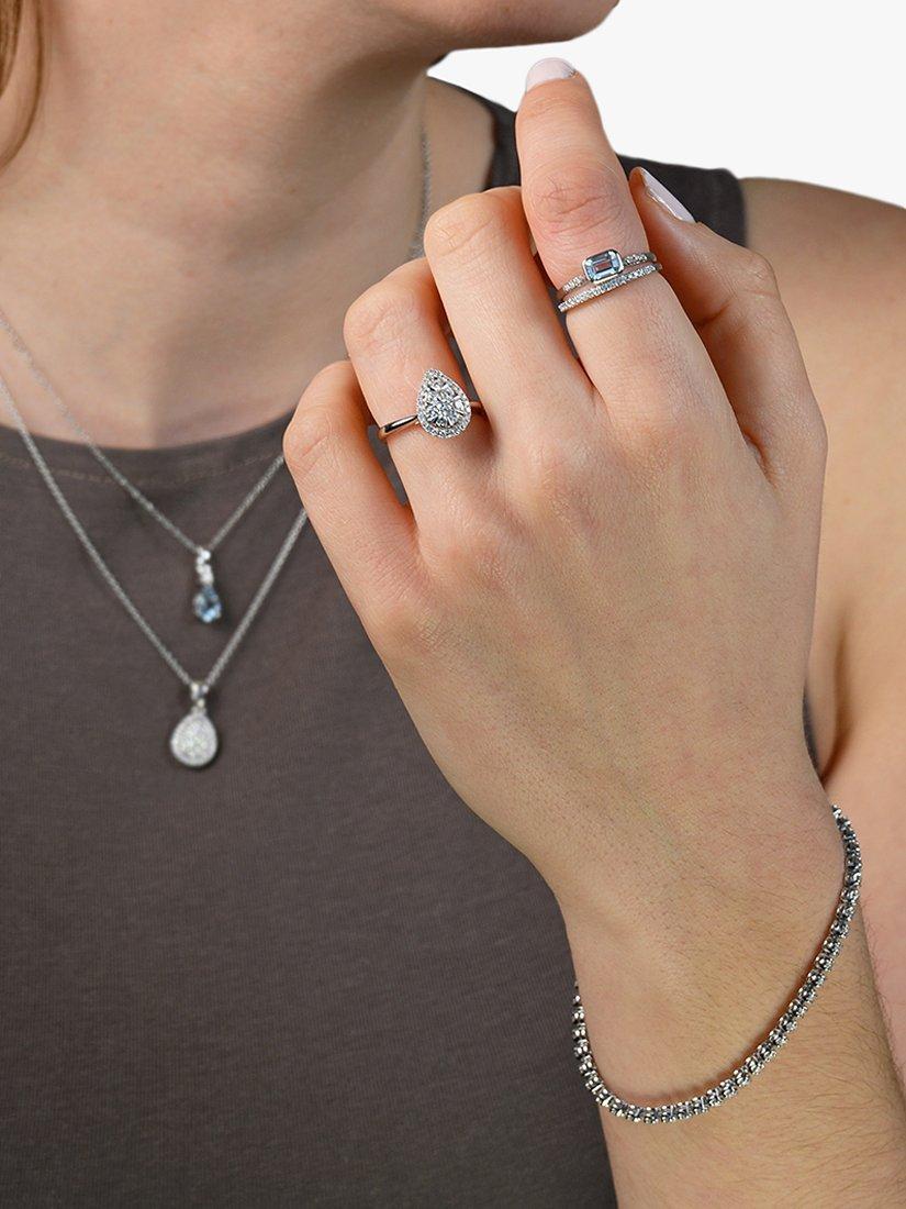 Product image 3 of 5, which shows E.W Adams 18ct White Gold Pear Shaped Diamond Cluster Engagement Ring, White Gold