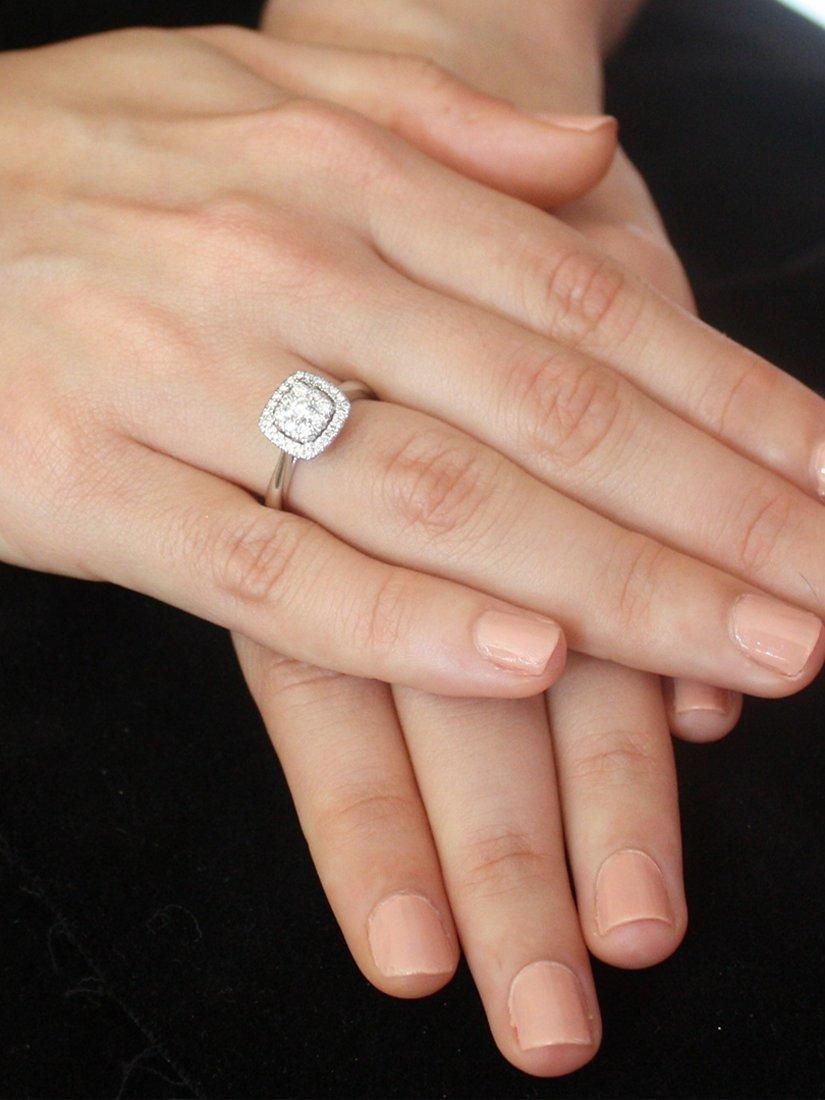 Product image 2 of 4, which shows E.W Adams 18ct White Gold Diamond Cushion Cluster Engagement Ring, White Gold