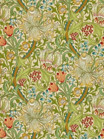 Morris & Co. Golden Lily Wallpaper, Pale Biscuit, Dmcw210431