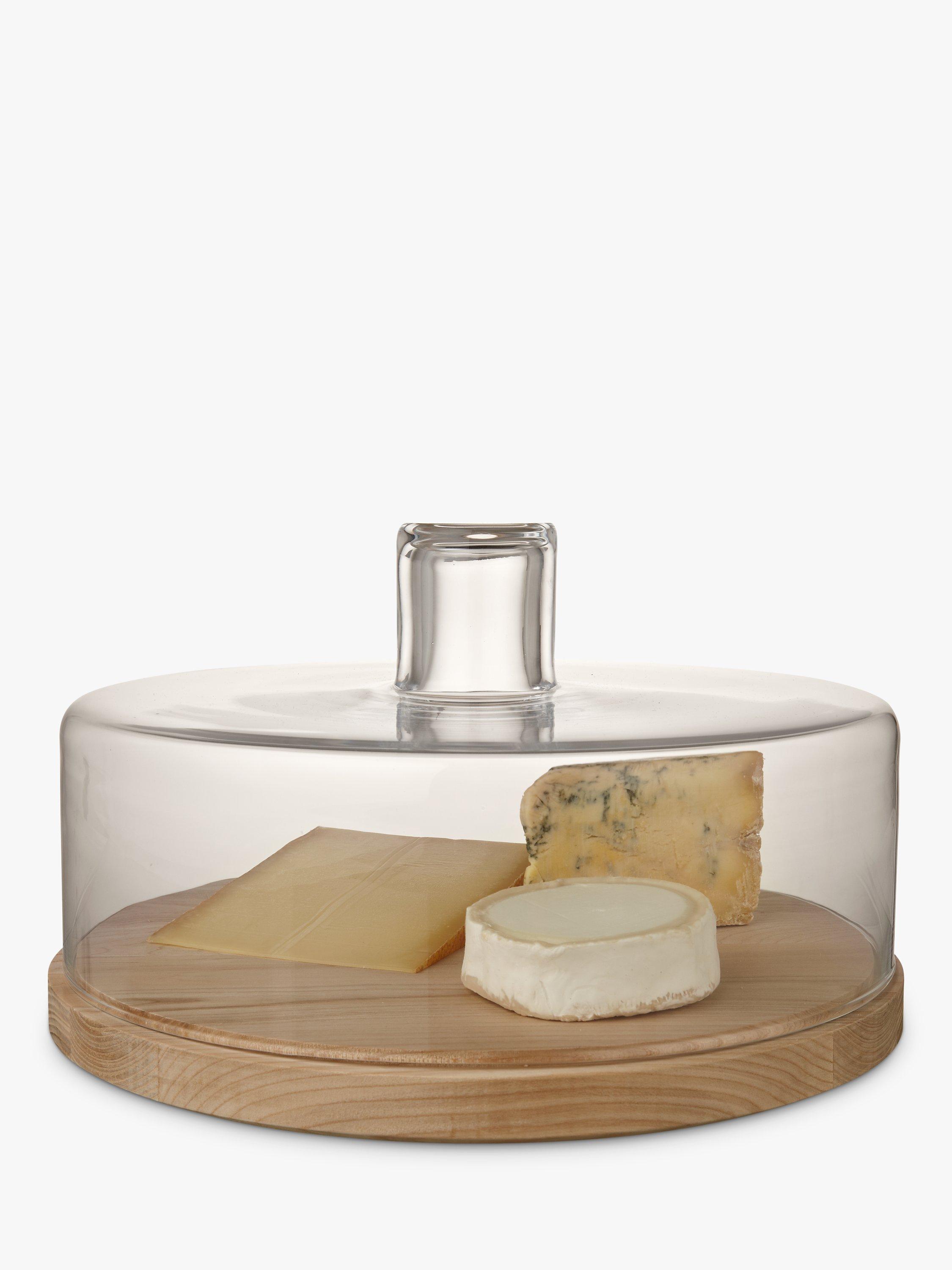 LSA International Lotta Glass Cheese/ Pastries Dome with Ash Wood Base, 32cm