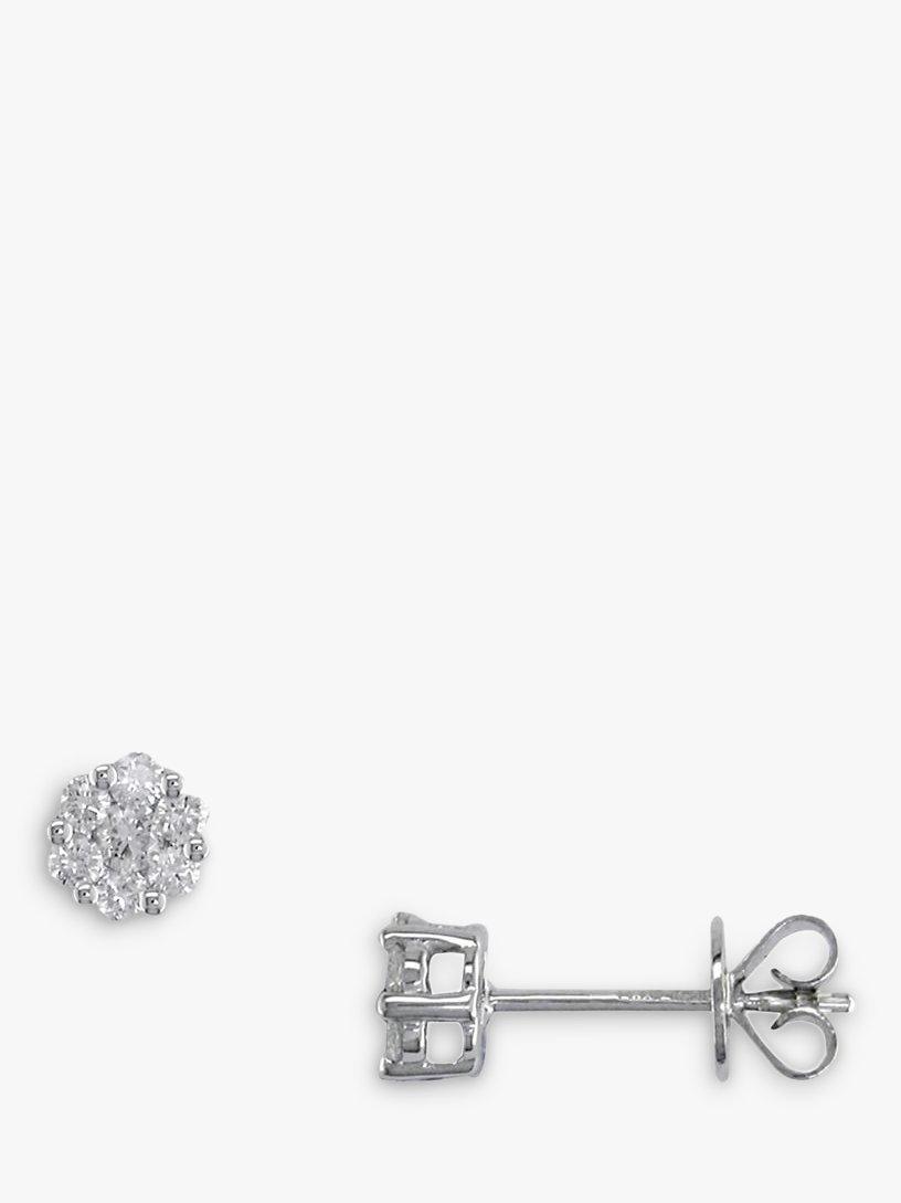 Product image 1 of 3, which shows E.W Adams 18ct White Gold Diamond Cluster Small Stud Earrings