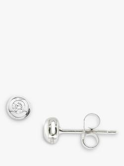 E.W Adams 9ct White Gold Flush Set Diamond Stud Earrings, White Gold