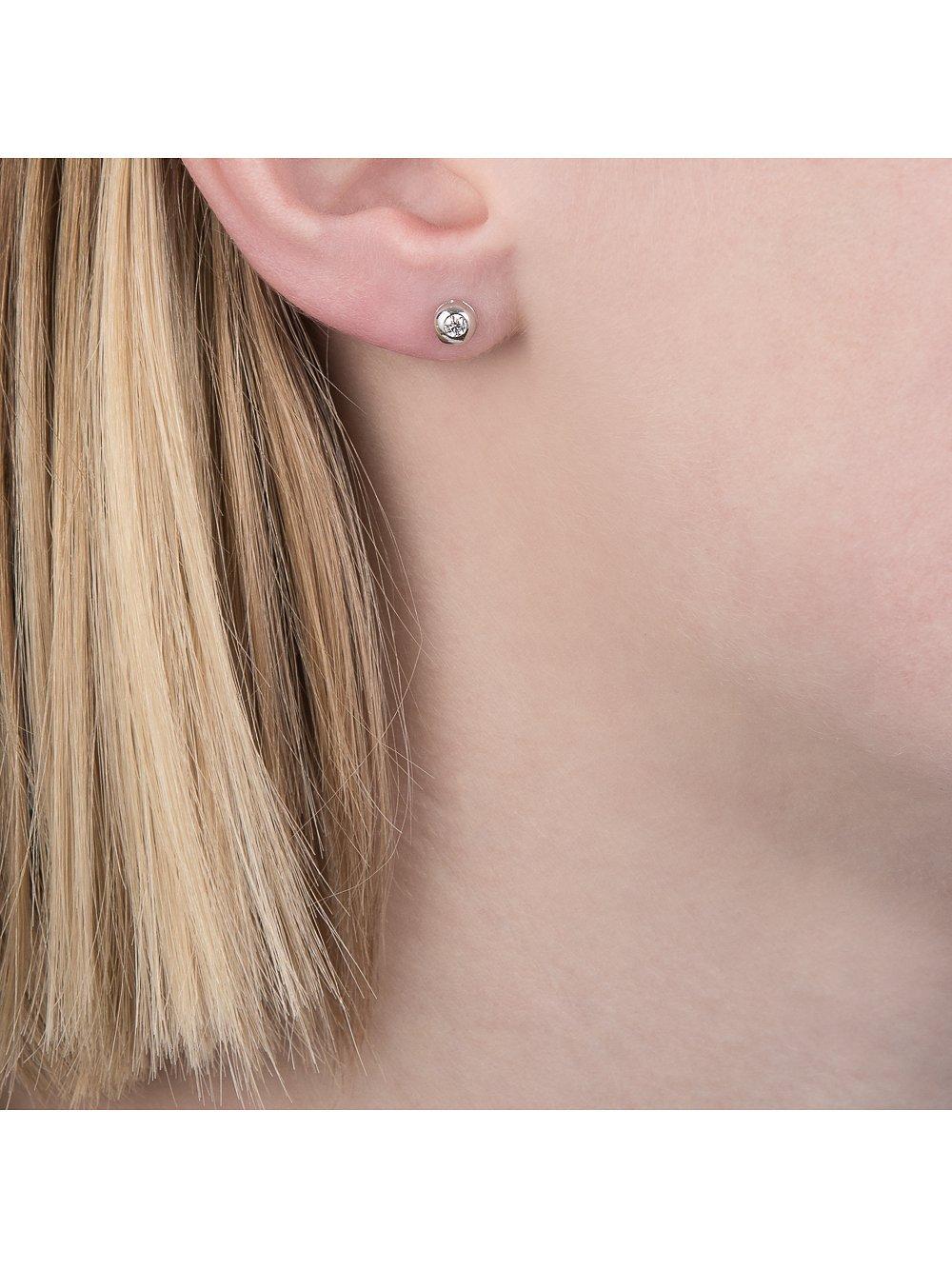 Product image 2 of 3, which shows E.W Adams 9ct White Gold Flush Set Diamond Stud Earrings