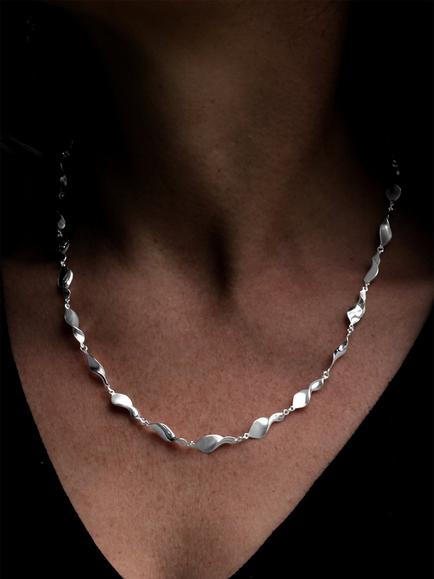 Nina B Sterling Silver Swirls Necklace - view 2, Silver