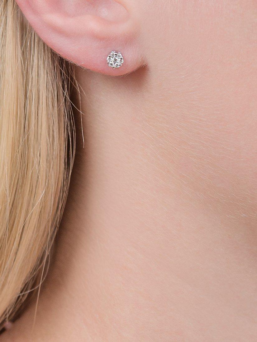 Product image 2 of 3, which shows E.W Adams 18ct White Gold Diamond Cluster Stud Earrings