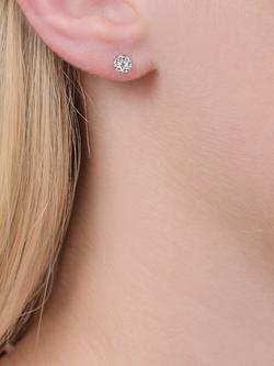 E.W Adams 18ct White Gold Diamond Cluster Stud Earrings - view 2, White Gold