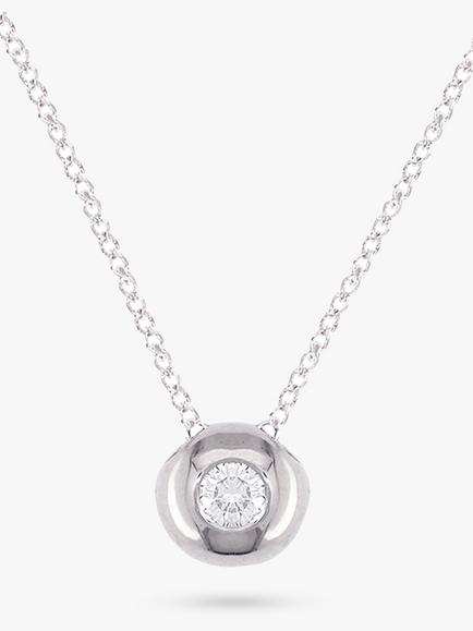 E.W Adams 9ct White Gold Flush Set Diamond Pendant, White Gold
