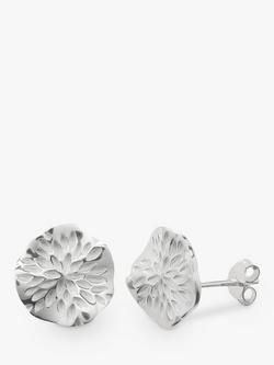 Nina B Sterling Silver Wavy Disc Stud Earrings, Silver