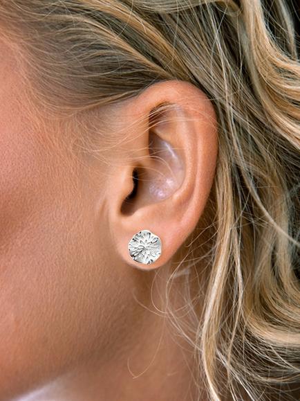 Nina B Sterling Silver Wavy Disc Stud Earrings - view 2, Silver
