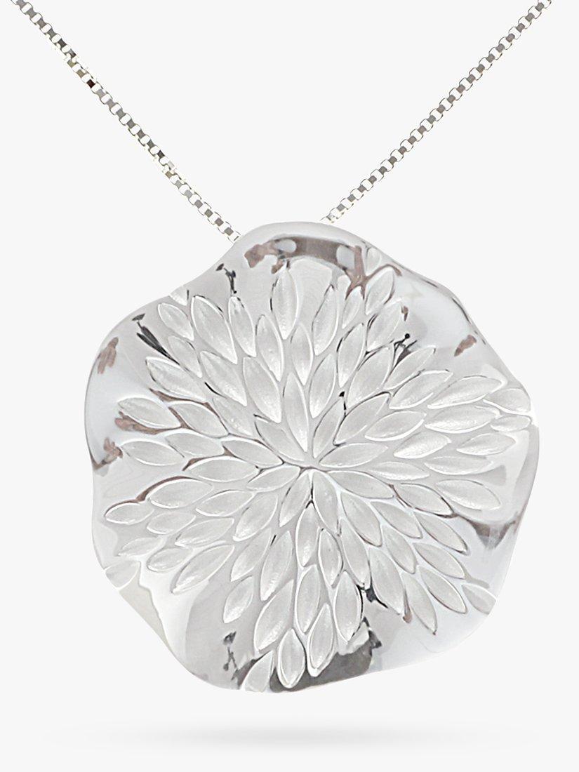 Product image 1 of 4, which shows Nina B Sterling Silver Wavy Disc Pendant, Silver