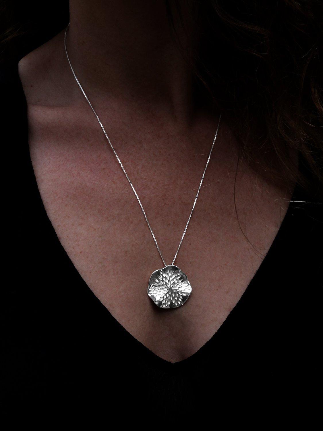 Product image 4 of 4, which shows Nina B Sterling Silver Wavy Disc Pendant, Silver