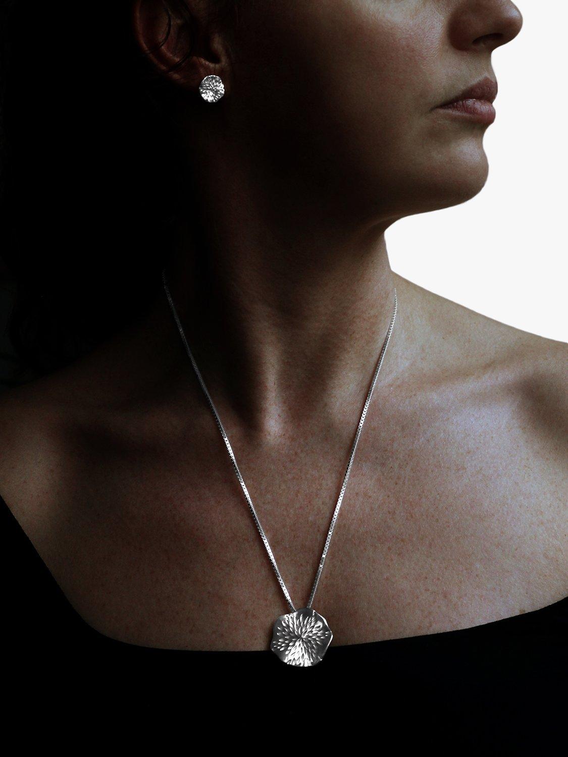 Product image 2 of 4, which shows Nina B Sterling Silver Wavy Disc Pendant, Silver