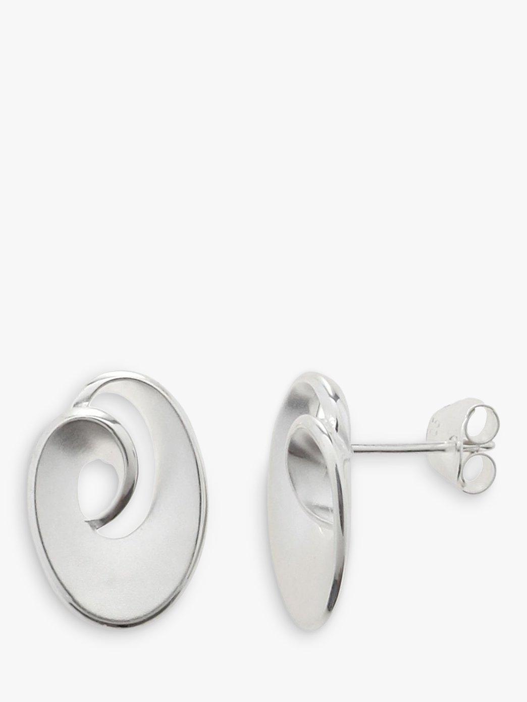 Product image 1 of 2, which shows Nina B Sterling Silver Satin Finish Swirl Stud Earrings