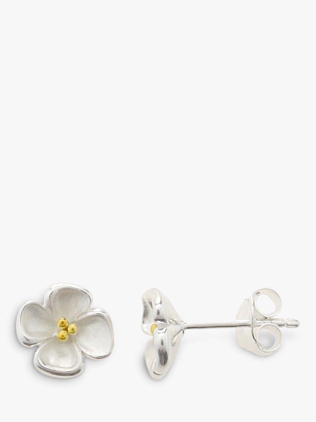 Product image 1 of 2, which shows Nina B Sterling Silver Gold Plated Center Flower Stud Earrings
