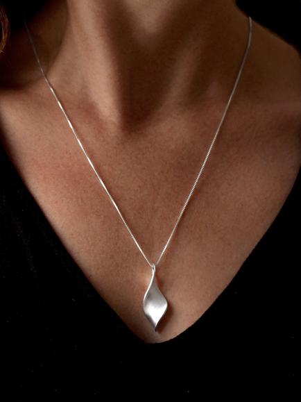 Nina B Sterling Silver Satin Finish Swirl Pendant - view 2, Silver