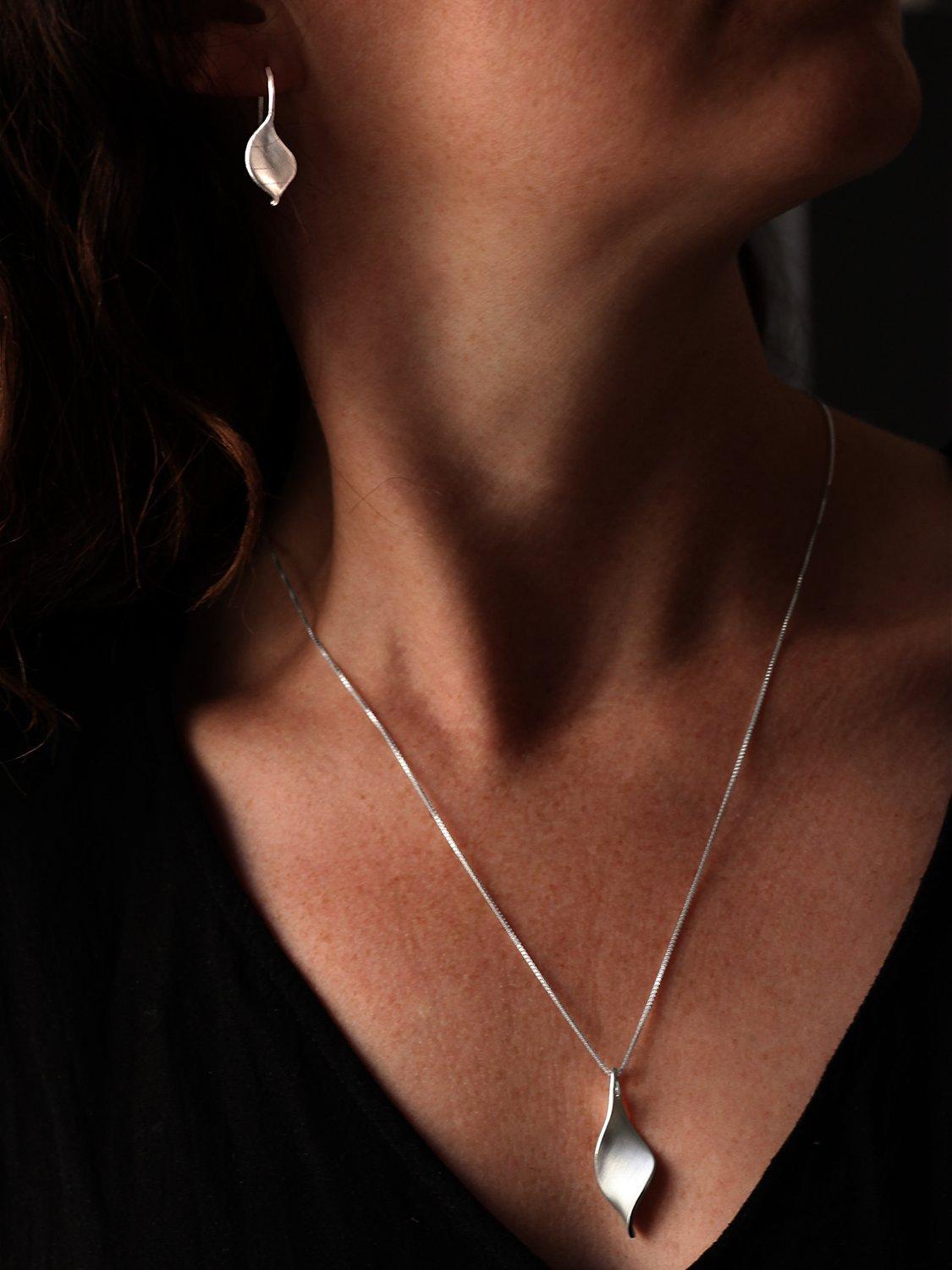 Product image 3 of 4, which shows Nina B Sterling Silver Satin Finish Swirl Pendant