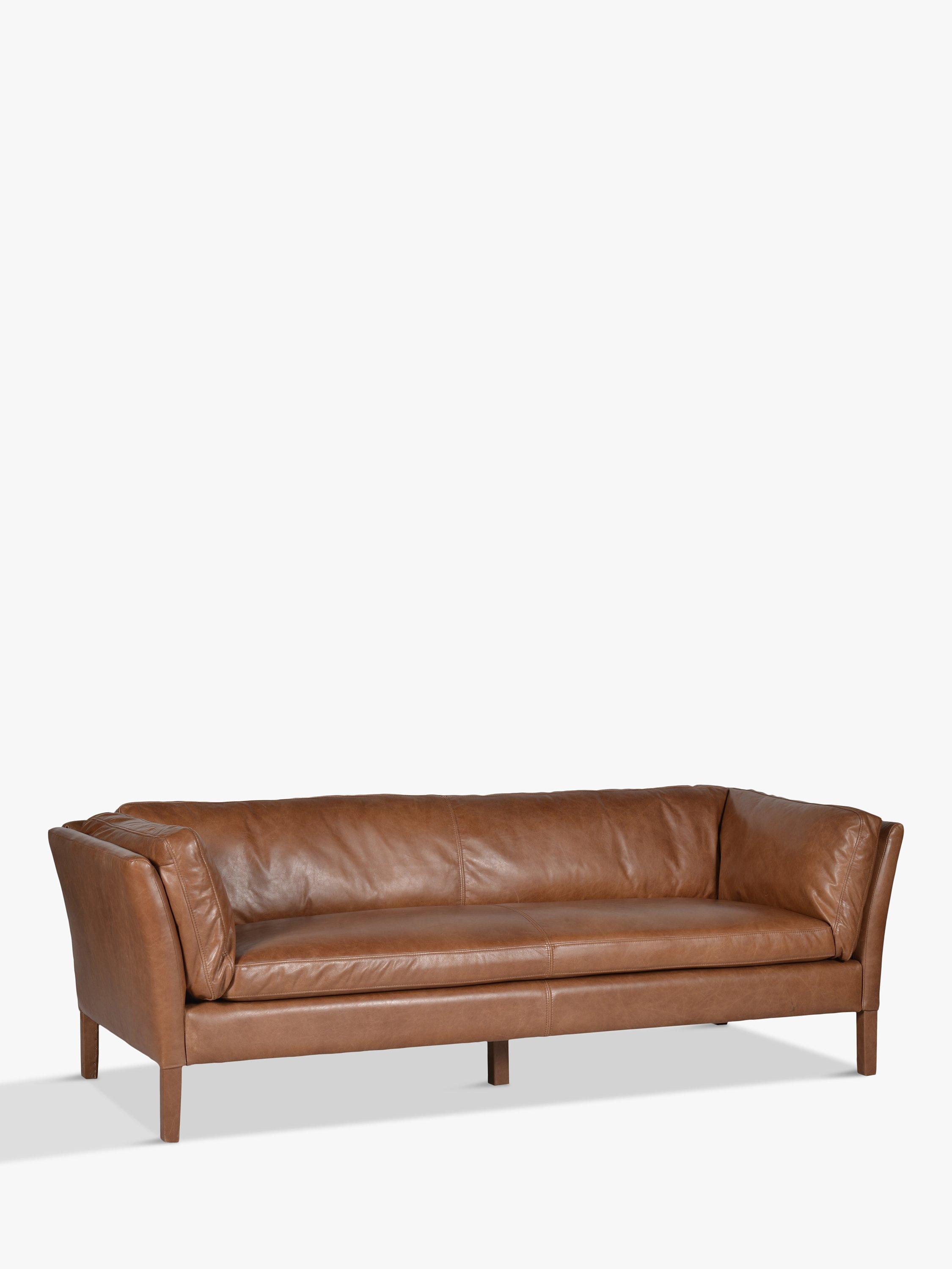 Groucho Range, Halo Groucho Large 3 Seater Leather Sofa, Dark Leg, Riders Nut