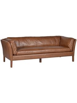 Halo Groucho Large 3 Seater Leather Sofa, Dark Leg - view 2, Riders Nut