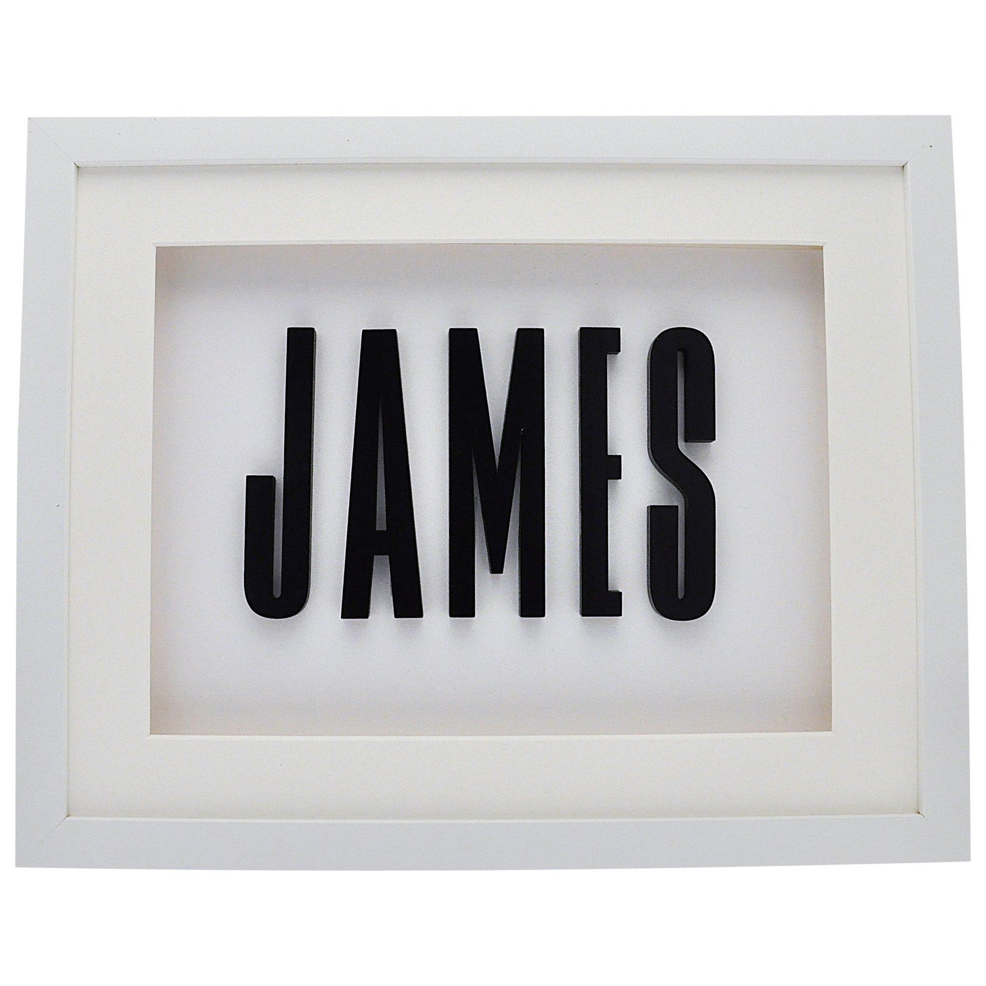 The Letteroom Personalised Name Framed 3D Artwork, 34 x 29cm, Black