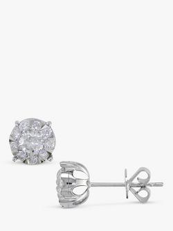E.W Adams 18ct White Gold Solitaire Diamond Large Stud Earrings, 0.75ct, White Gold