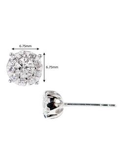 E.W Adams 18ct White Gold Solitaire Diamond Large Stud Earrings, 0.75ct - view 2, White Gold
