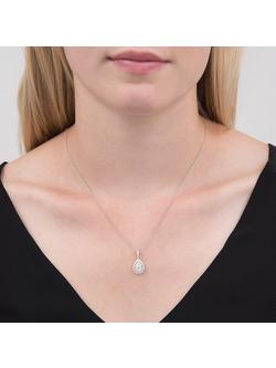 E.W Adams 18ct White Gold Diamond Cluster Pear Shaped Pendant, 0.66ct - view 2, White Gold