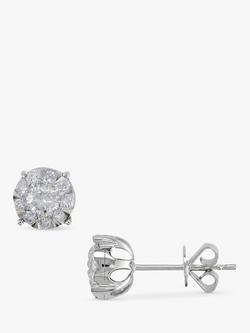 E.W Adams 18ct White Gold Cluster Diamond Stud Earrings, White Gold