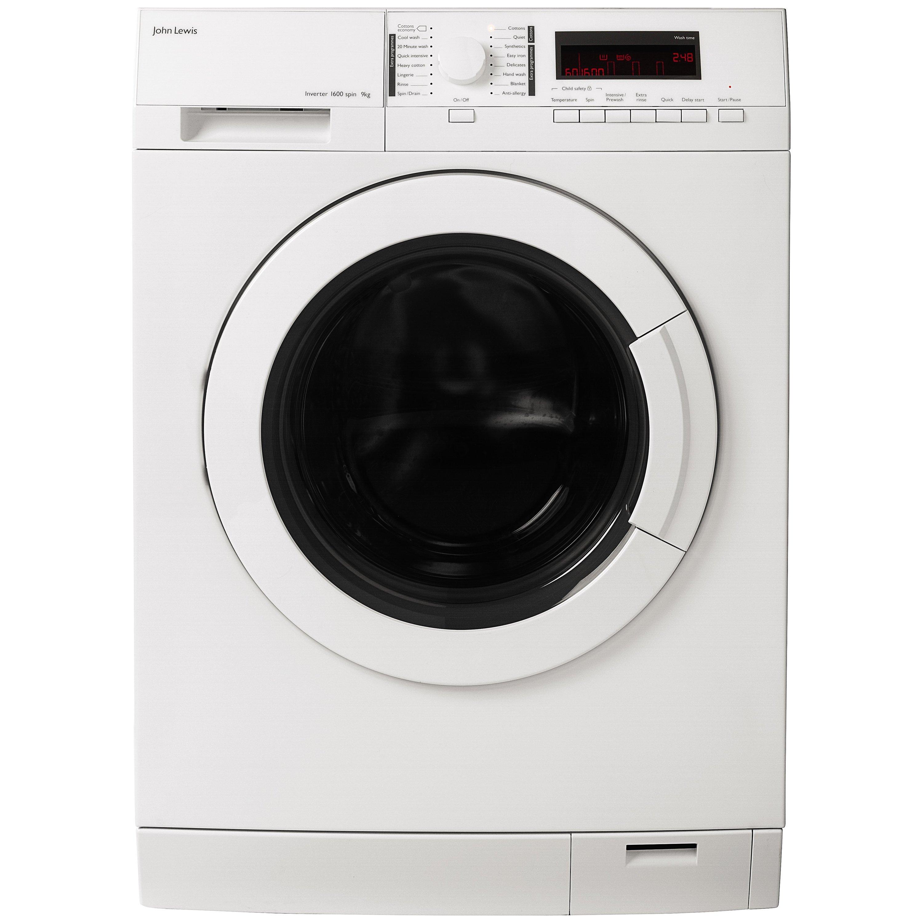 John Lewis & Partners JLWM1606 Freestanding Washing Machine, 9kg Load, A+++ Energy Rating, 1600rpm Spin, White