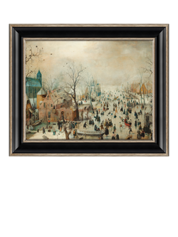 Brookpace Lascelles Rijksmuseum, Hendrick Avercamp 'Winter Landscape with Skaters' Framed Canvas Print, 36 x 42cm, Multi