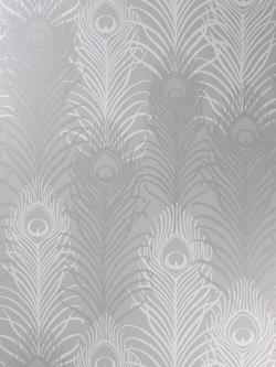 Matthew Williamson Peacock Wallpaper, Pebble / White, W6541-04