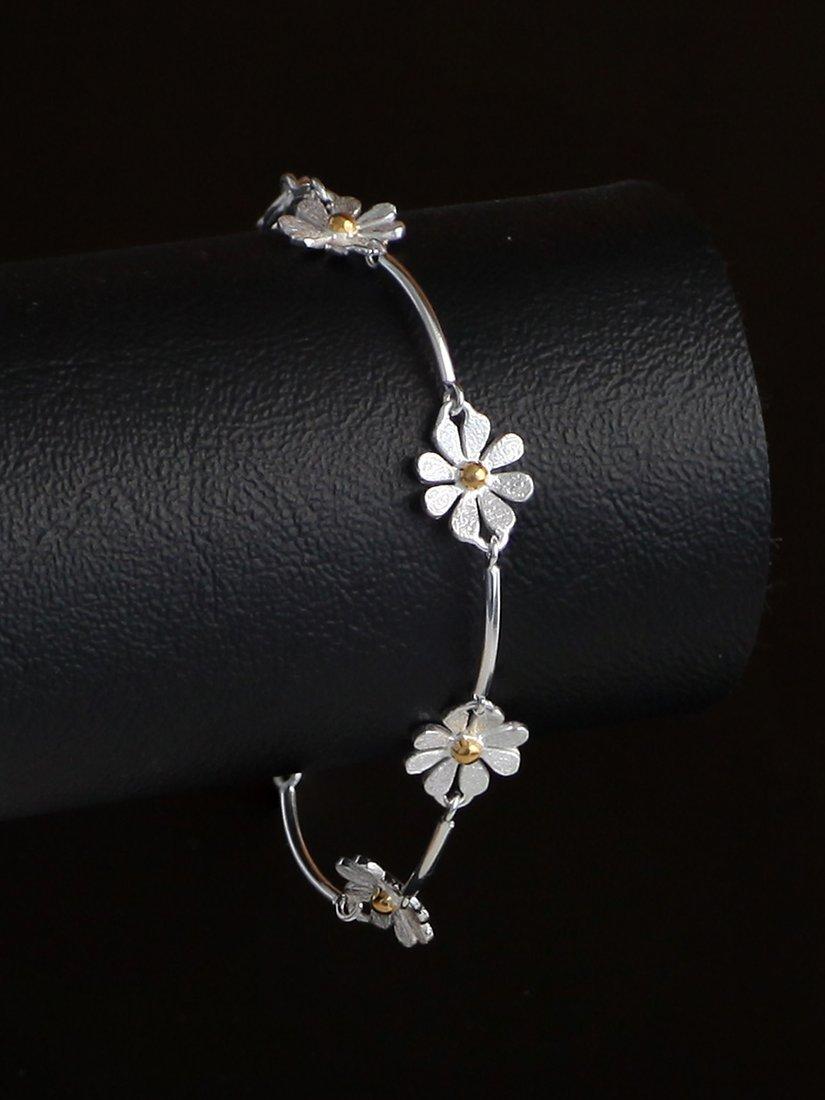 Product image 3 of 5, which shows Nina B Flower Sterling Silver And Gold Plated Bracelet