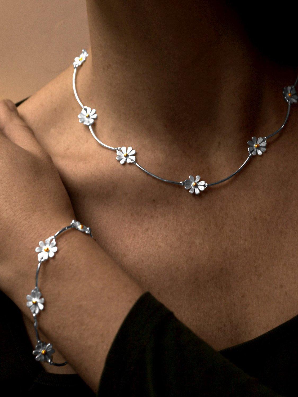 Product image 4 of 5, which shows Nina B Flower Sterling Silver And Gold Plated Bracelet