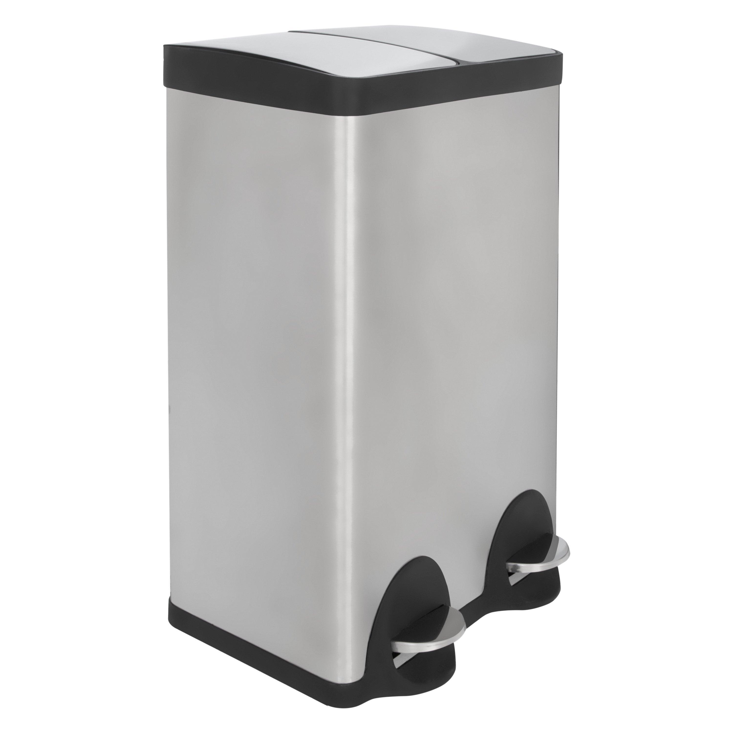 John Lewis & Partners 2 Section Recycling Bin, Stainless Steel, 2x 30L