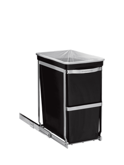 Simplehuman Pull-Out Kitchen Cupboard Bin, Heavy Duty Steel Frame, 30L, Silver