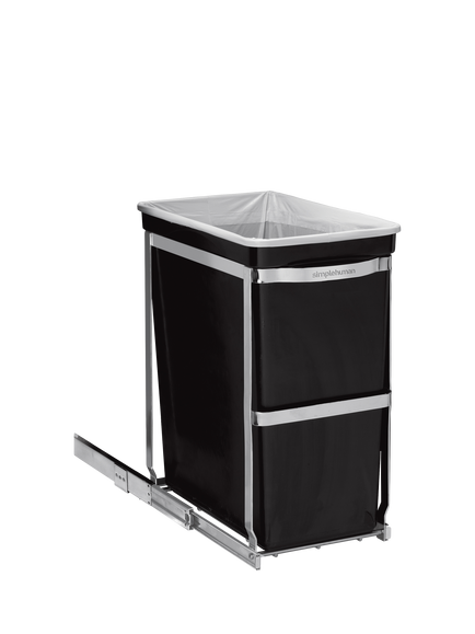 Simplehuman Pull-Out Kitchen Cupboard Bin, Heavy Duty Steel Frame, 30L, Silver