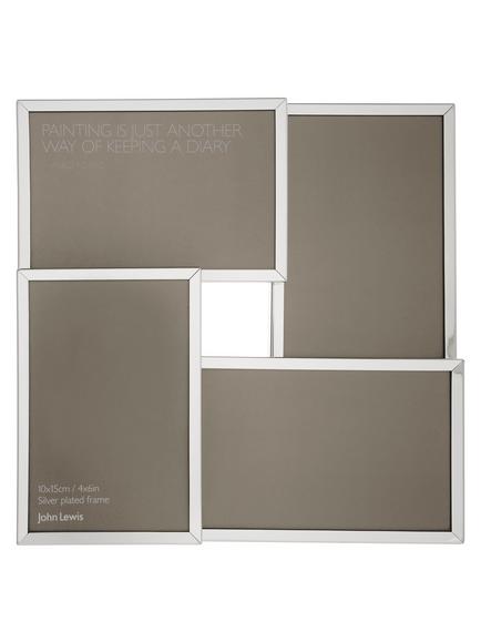 John Lewis Daya Multi-aperture Photo Frame, 4 Photo, 4 x 6" (10 x 15cm), Silver