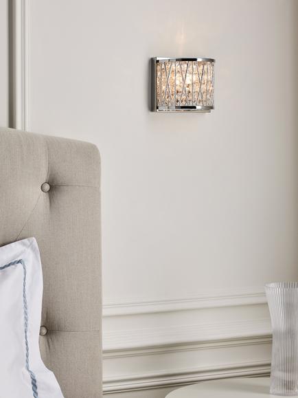 John Lewis Emilia Crystal Drum Wall Light - view 2, Metallic