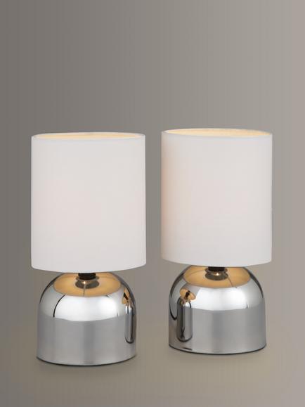 John Lewis ANYDAY Lucy Touch Table Lamps, Set of 2, White/Chrome
