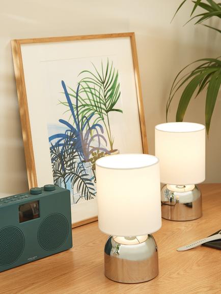John Lewis ANYDAY Lucy Touch Table Lamps, Set of 2 - view 2, White/Chrome