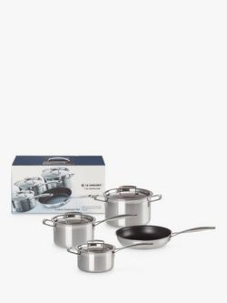 Le Creuset 3-Ply Stainless Steel Pan Set, 4 Piece, Silver